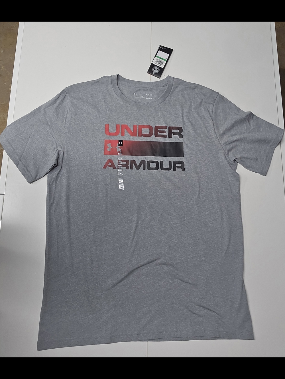 Under Armour Gray Tee with Red & Black Logo